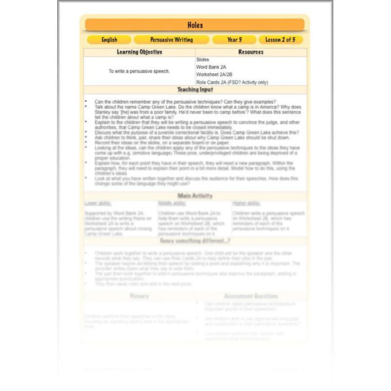 Holes: Persuasive Writing - Image 18