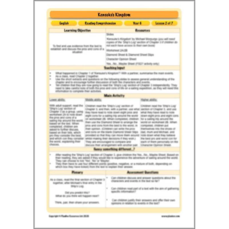 Kensuke's Kingdom: Reading Comprehension - Image 36