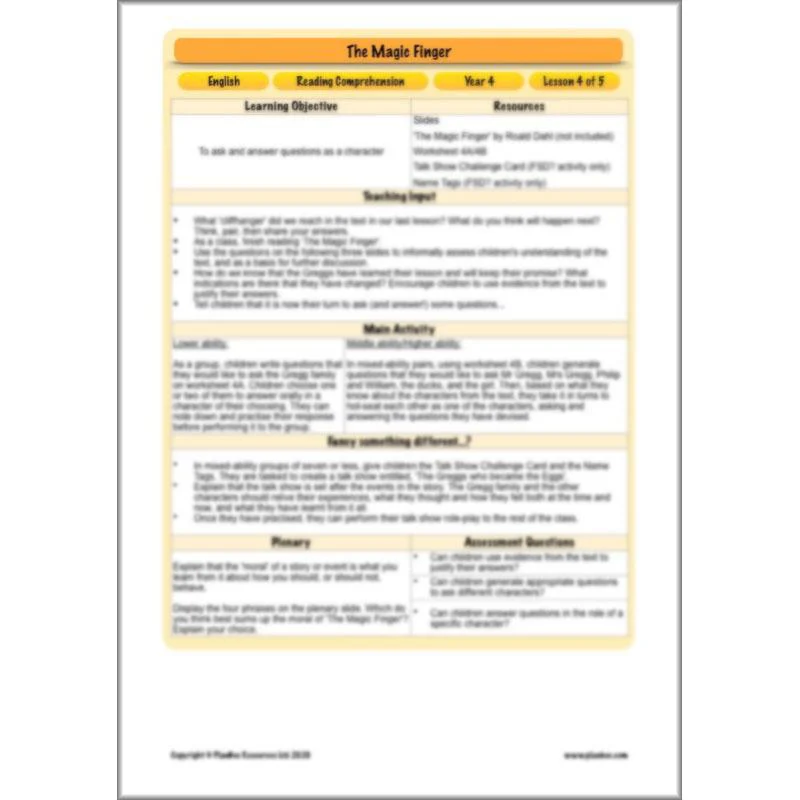 The Magic Finger: Reading Comprehension - Image 19