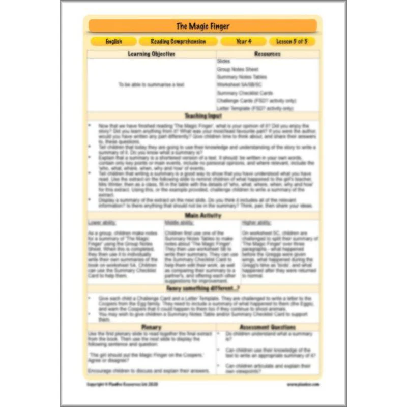 The Magic Finger: Reading Comprehension - Image 59